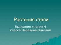 Растения степи 4 класс