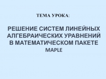 Решение систем линейных алгебраических уравнений в математическом пакете Maple