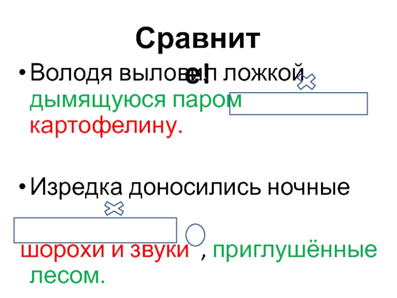 Синтаксический разбор изредка доносились удары колокольчиков. Знаки препинания при причастном обороте. Володя выловил ложкой дымящуюся паром картофелину. Володя выловил ложкой дымящуюся паром картофелину причастный оборот. Изредка доносились ночные шорохи звуки приглушенные лесом.