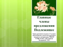 Главные члены предложения. Подлежащее 5 класс