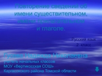 Повторение сведений об имени существительном, имени прилагательном и глаголе 2 класс