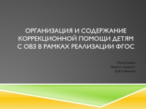 Организация и содержание коррекционной помощи детям с ОВЗ в рамказ реализации ФГОС