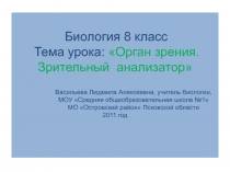 Орган зрения. Зрительный анализатор 8 класс