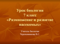 Размножение и развитие насекомых 7 класс