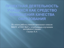 Проектная деятельность учащихся как средство повышения качества образования