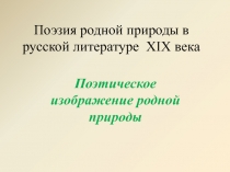 Поэзия родной природы в русской литературе XIX века 8 класс