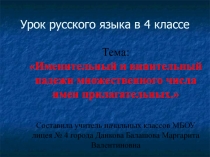 Именительный и винительный падежи множественного числа имен прилагательных 4 класс