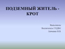 Подземный житель - крот 1 класс