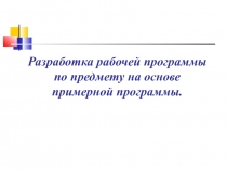 Разработка рабочей программы по предмету на основе примерной программы