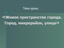 Живое пространство города. Город, микрорайон, улица 8 класс