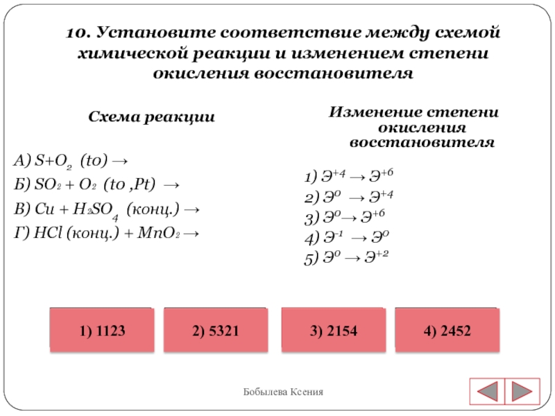 Процессу восстановления соответствует схема изменения степени окисления