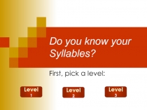 Do you know your Syllables?