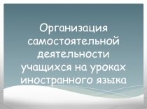 Организация самостоятельной деятельности учащихся на уроках иностранного языка