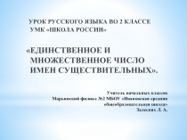 Единственное и множественное число имен существительных, 2 класс ФГОС