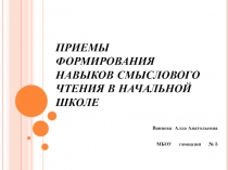 Формирование навыков смыслового чтения в начальной школе