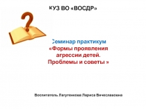 Семинар практикум Формы проявления агрессии детей. Проблемы и советы