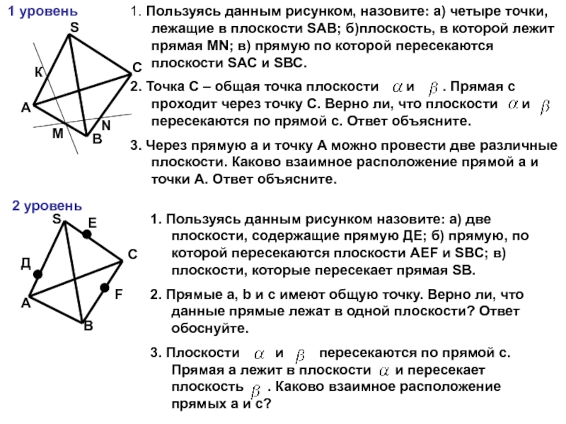 По рисунку 8 назовите а плоскости в которых лежат прямые