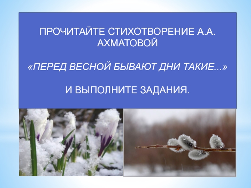 План анализ стихотворения перед весной бывают дни такие