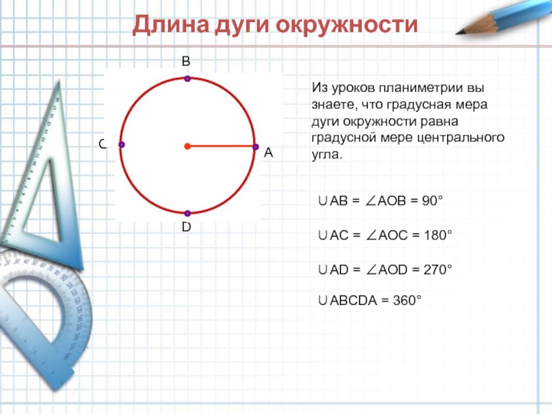 Градусная мера длины дуги окружности