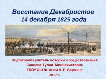 Восстание декабристов, 14 декабря 1825 года.