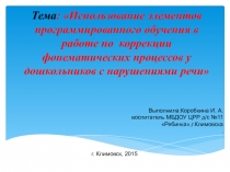 Использование элементов программированного обучения в работе по  коррекции фонематических процессов у дошкольников с нарушениями речи