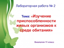 Лабораторная работа № 2 Изучение приспособленности живых организмов к среде обитания