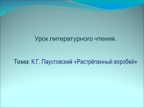 Презентация урока литературного чтения в 3 классе по теме К.Г. Паустовский 