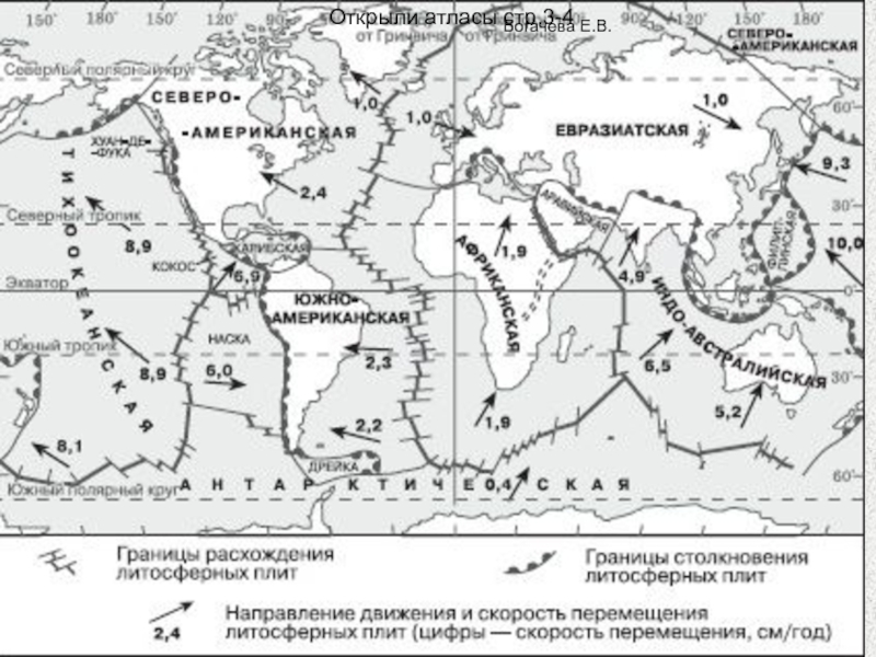 Карта крупнейших литосферных плит