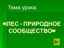 Лес- природное сообщество Охрана леса