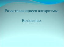 Разветвляющиеся алгоритмы