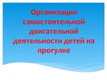 Организация самостоятельной двигательной деятельности детей на прогулке