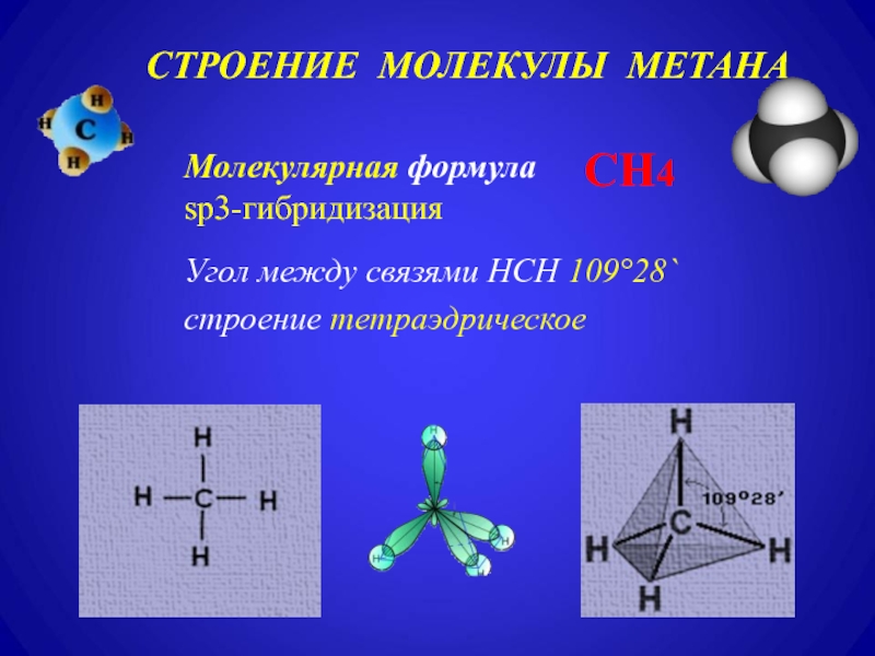 Напишите формулу метана. Тетраэдрическая (sp3-гибридизация). Молекула метана сн4. Молекула метана ch4. Sp3 строение молекулы.