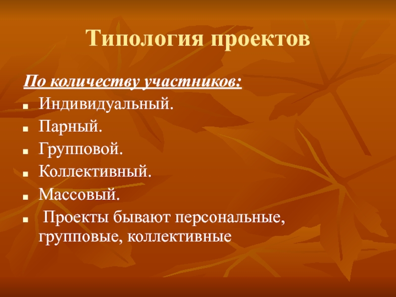 Какие бывают проекты по количеству участников