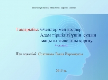 ?зендер мен к?лдер. Адам тіршілігі ?шін  суды? ма?ызы ж?не оны ?ор?ау