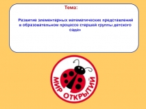 Презентация Развитие элементарных математических представлений в образовательном процессе старшей группы детского сада