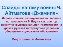 Слайды на тему войны Ч.Айтматова 