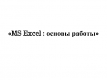 Электронные таблицы. Правила заполнения таблиц MS Excel