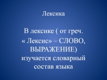 Лексика. Словарное богатство русского языка.