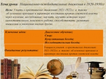 урока:  Национально-освободительные движения в 1920-1930гг