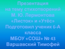 стихотворений М. Ю. Лермонтова Листок и Утёс