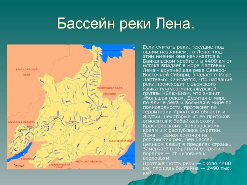 Река лена на физической карте россии