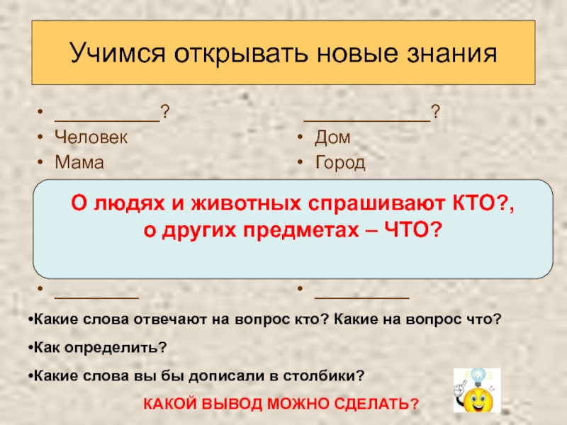 Определите какие слова им. Что ответить на слово что.