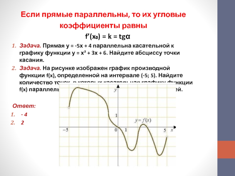 В каких точках касательная параллельна графику. Если прямые параллельны то угловые коэффициенты. Если прямые параллельны то коэффициенты. Если прямые параллельны то коэффициенты равны. Если прямые параллельны то их угловые коэффициенты равны.