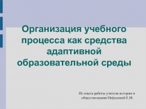 Организация учебного процесса как средства адаптивной образовательной среды