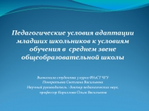 Педагогические условия адаптации младших школьников к обучению в среднем звене общеобразовательной школы