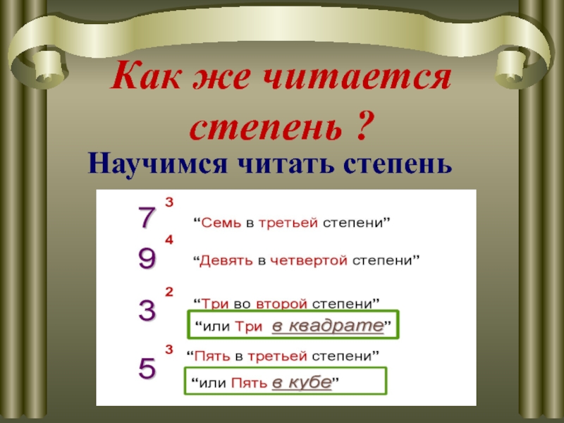 Степень числа 5 класс. Как читаются степени. Степень числа 5 класс презентация. Как читается степень числа. Степень 5 класс математика презентация.