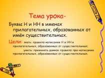 Буквы Н и НН в именах прилагательных, образованных от имён существительных. 9 класс