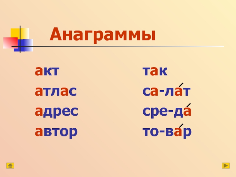 Анаграммы для 3 класса презентация