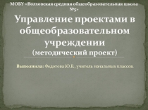 Управление проектами в общеобразовательном учреждении, методический проект