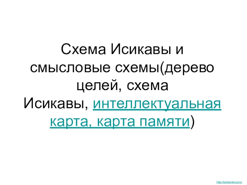 Схема Исикавы и смысловые схемы(дерево целей, схема Исикавы,  интеллектуальная